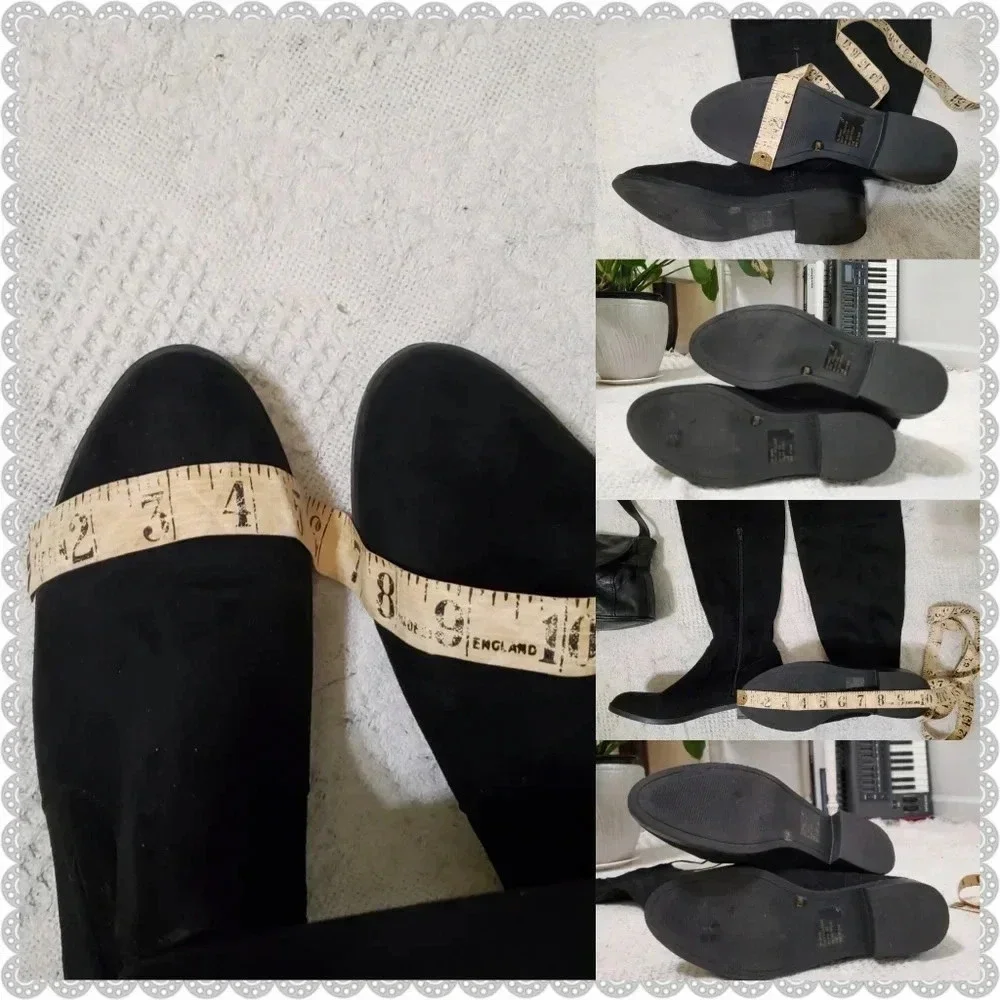 INC | Immanie Over-The-Knee Zippered Tie Slouchy Black Flat 7.5 Boots